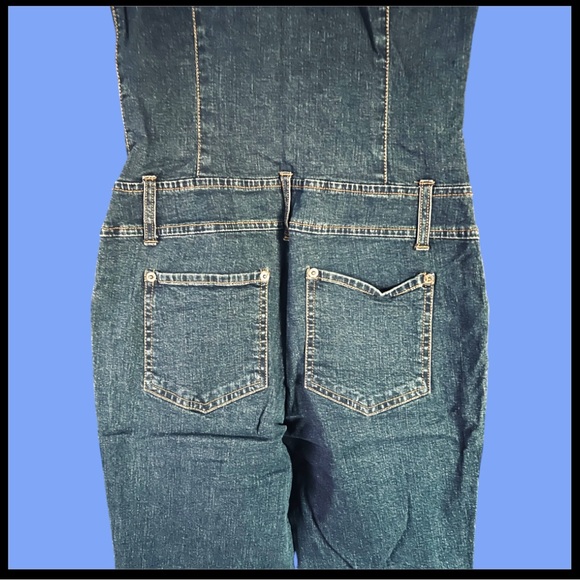 ZARA TRF JEANS denim flare jumpsuit. - Picture 8 of 11